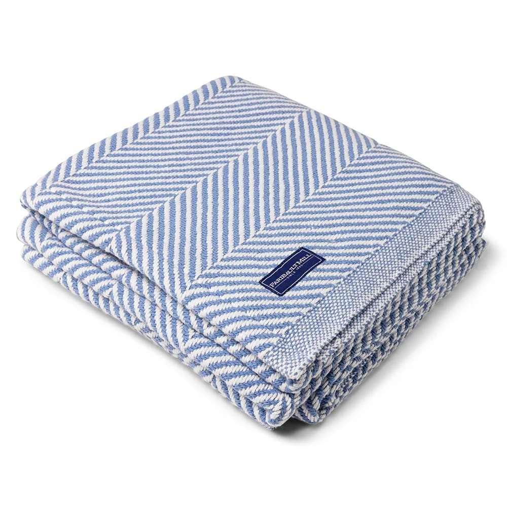 Monhegan Cotton Throw Without Fringe - Denim - Image 4