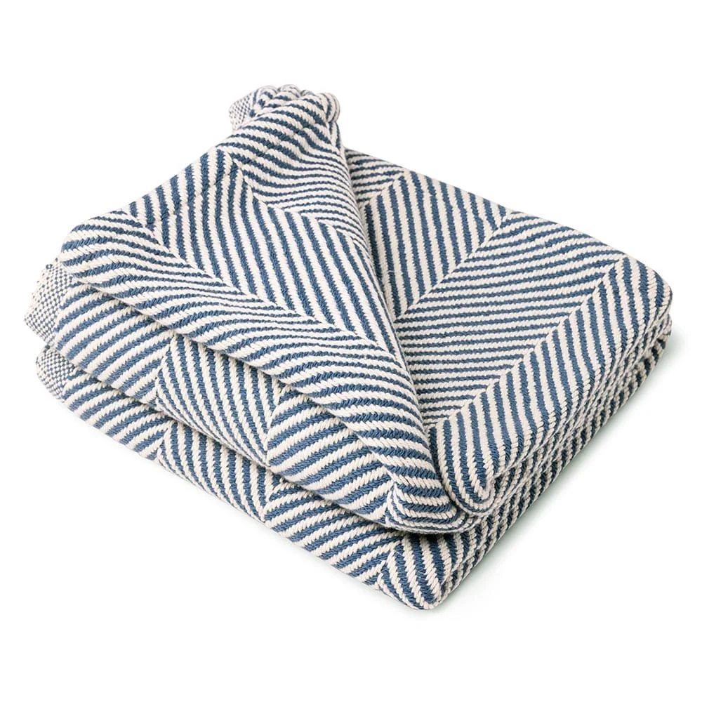 Monhegan Cotton Throw Without Fringe - Indigo - Image 3