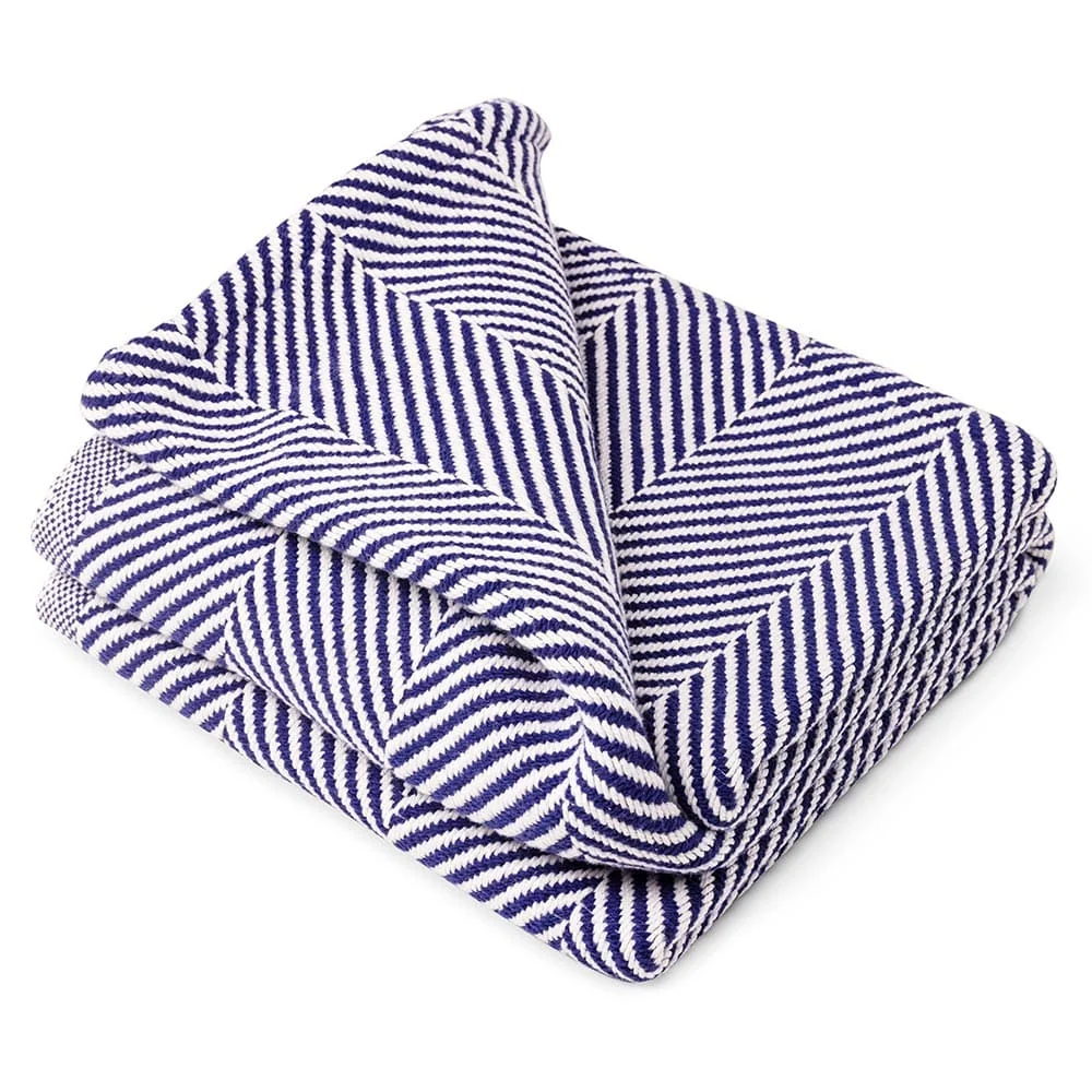 Monhegan Cotton Throw Without Fringe - Navy - Image 3