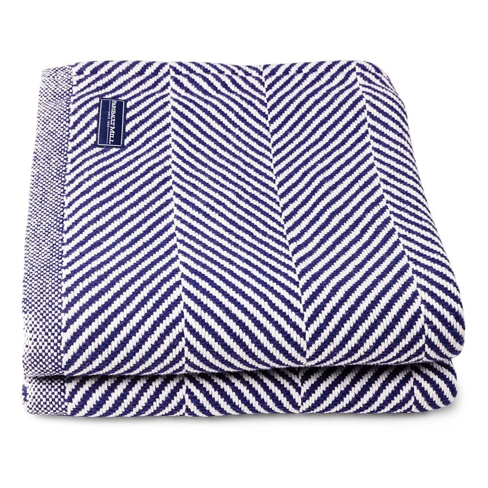 Monhegan Cotton Throw Without Fringe - Navy - Image 5