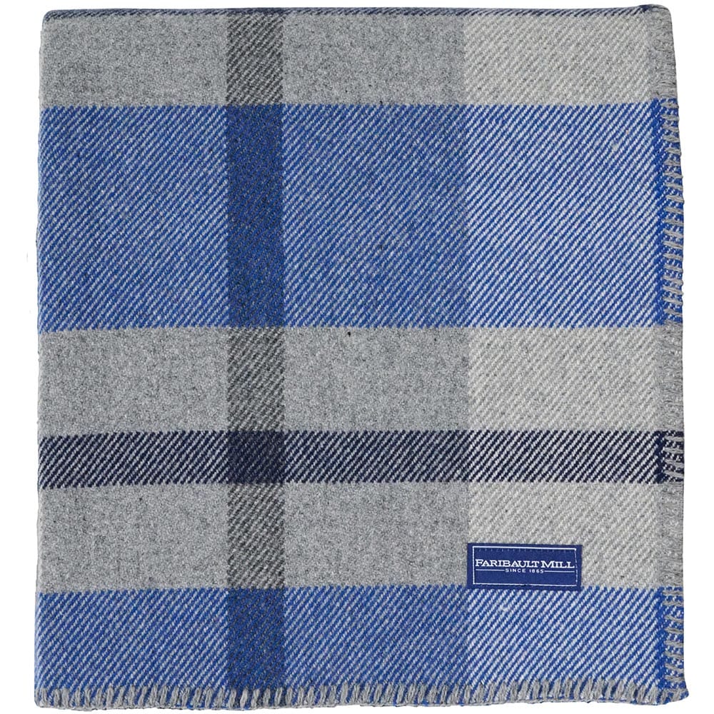 Northfield Plaid Wool Throw Blanket - Blue - Image 3