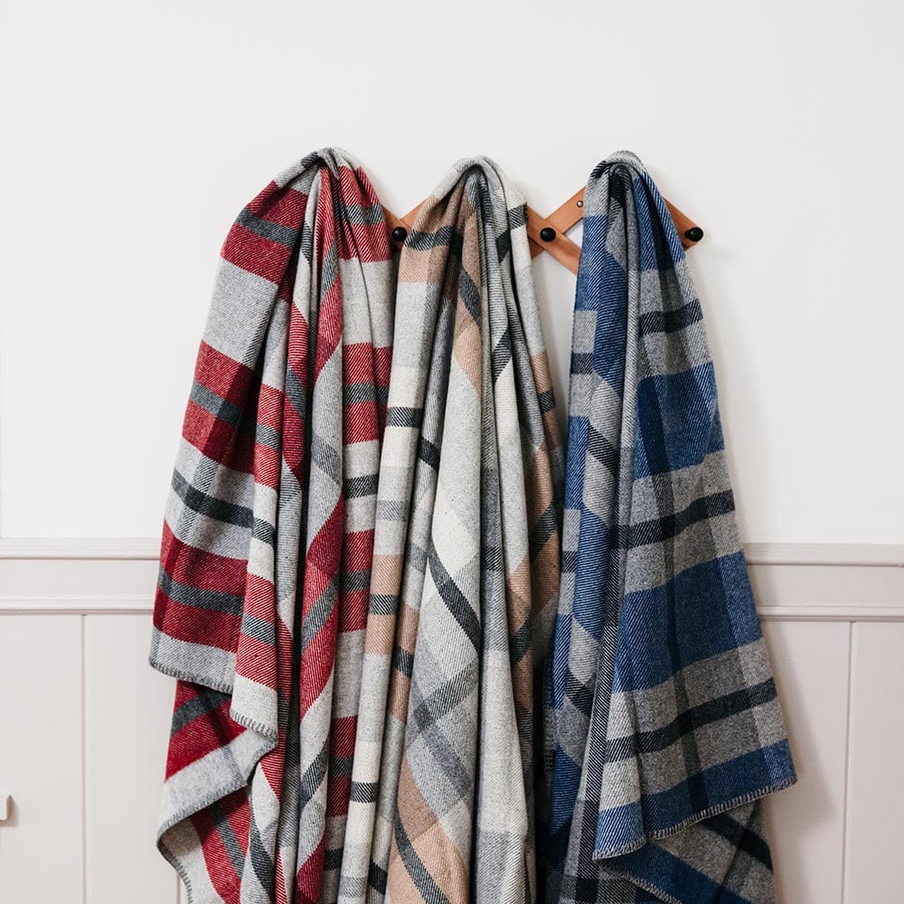 Northfield Plaid Wool Throw Blanket - Blue - Image 5