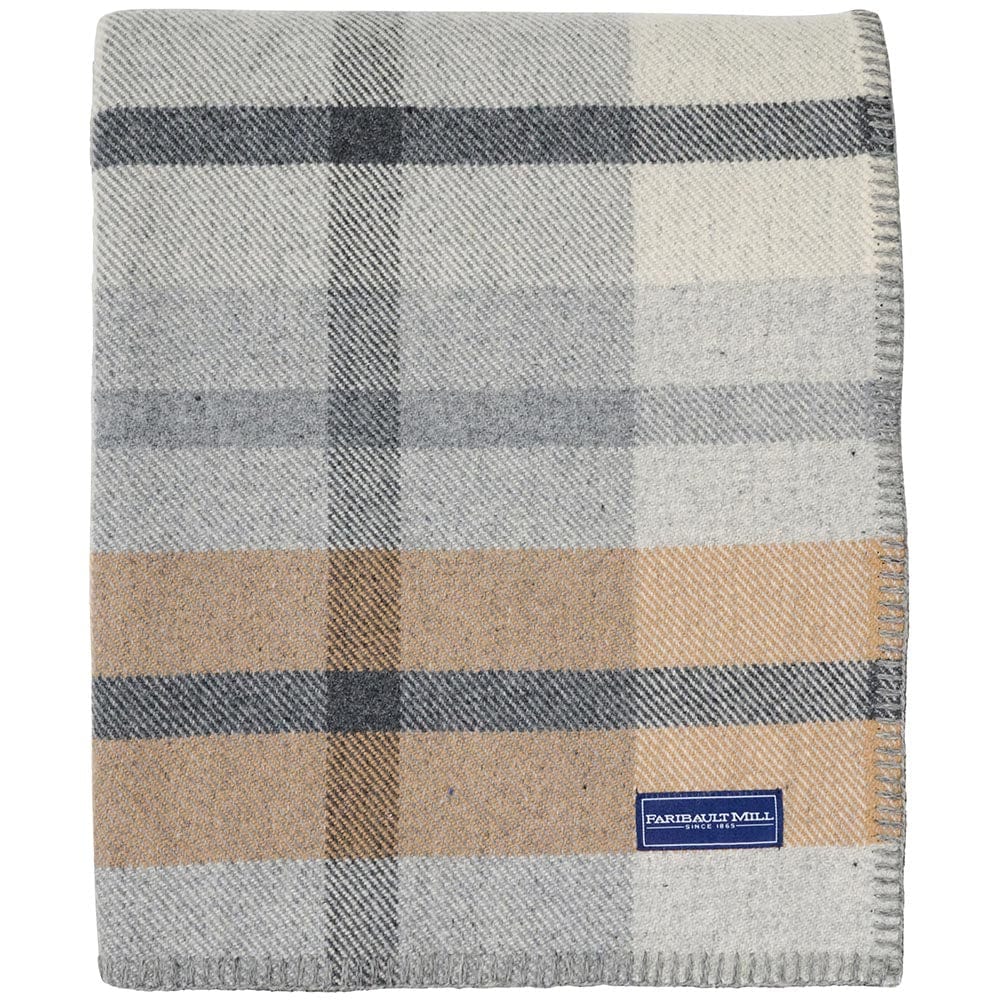 Northfield Plaid Wool Throw Blanket - Heritage Beige - Image 3