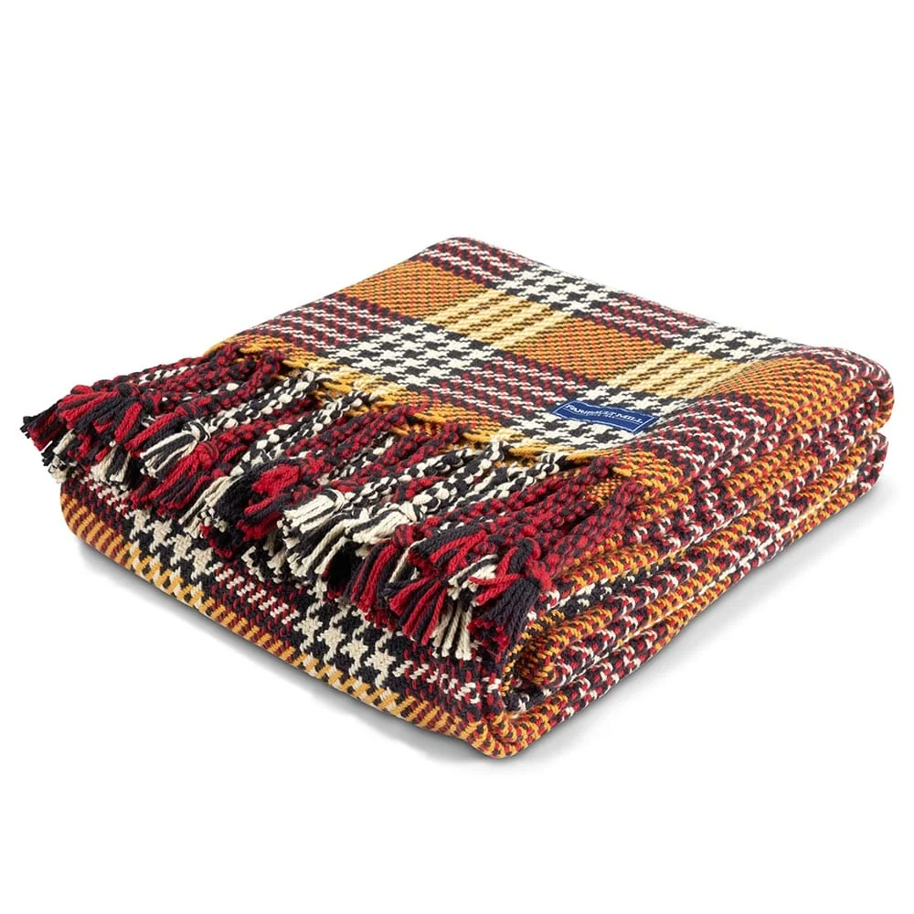 Portland Plaid Cotton Throw - Mustard - Image 3