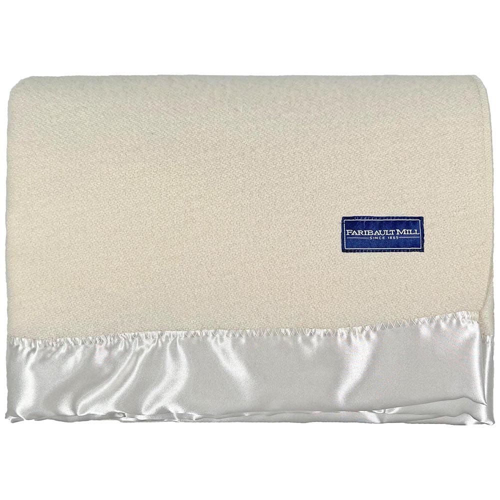 Pure & Simple Satin Wool Blanket - Bone White - Image 3