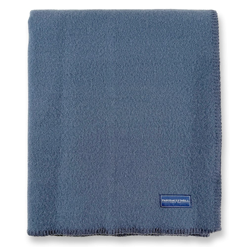 Pure & Simple Wool Blanket - Steel Blue - Image 4