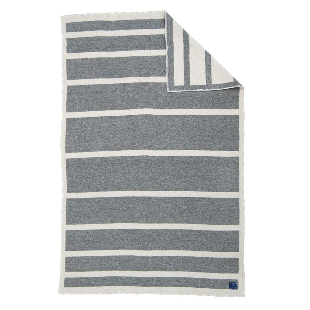 Reversible Framed Stripe Wool Throw - Heather Gray - Image 4