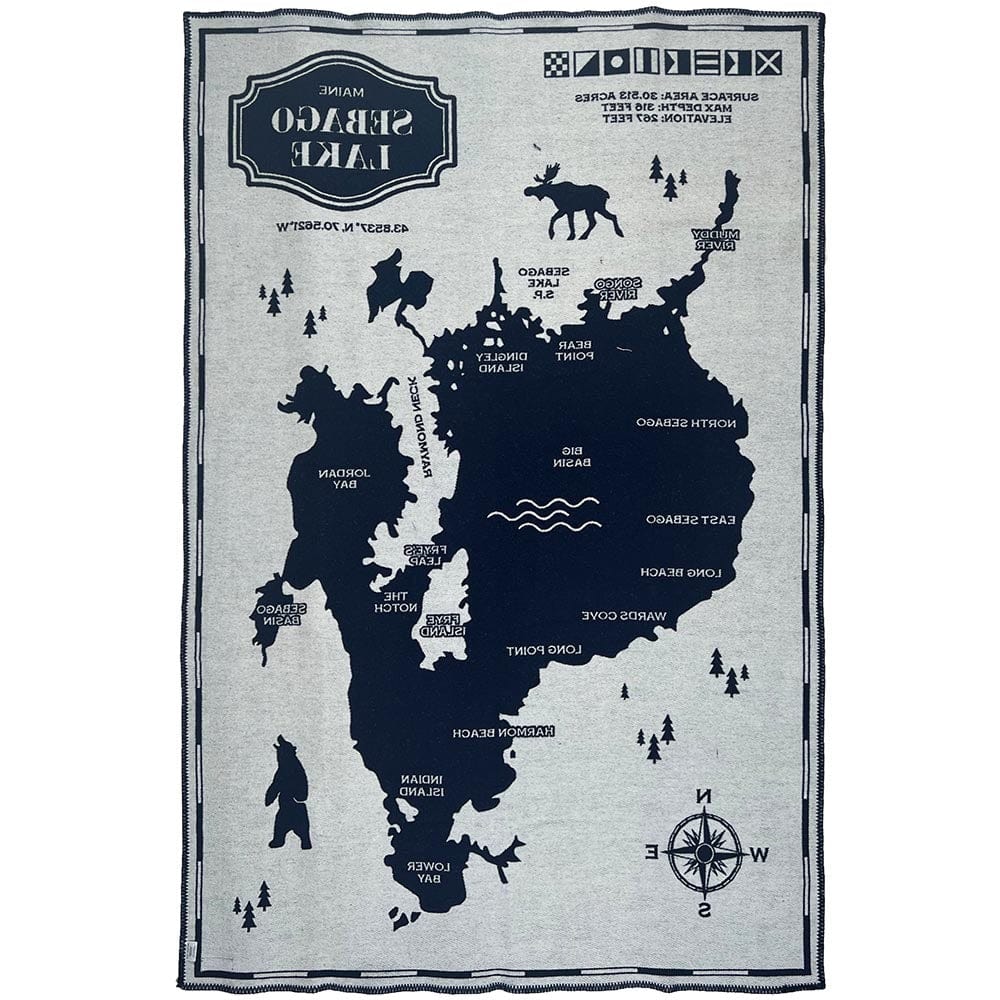 Sebago Lake Map Wool Throw Blanket - Image 2